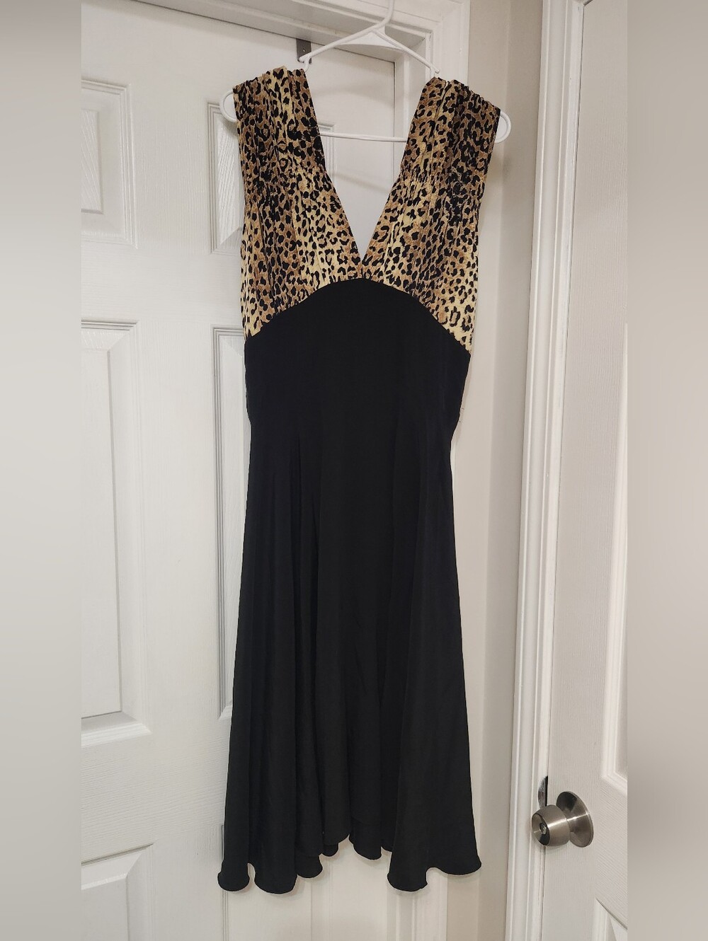Trashy Diva 1940s Silk Leopard Black Dress Medium RARE
